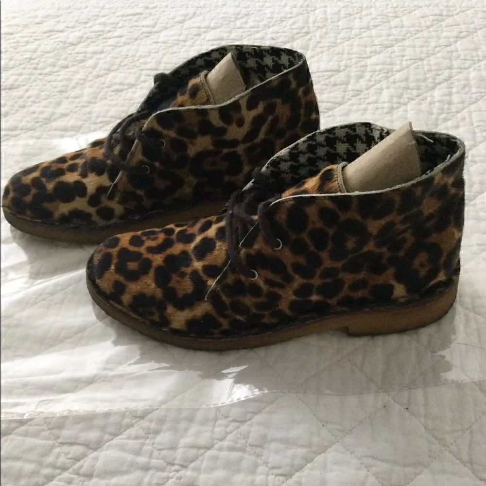 Leather Pony Hair ankle boots Cheetah print